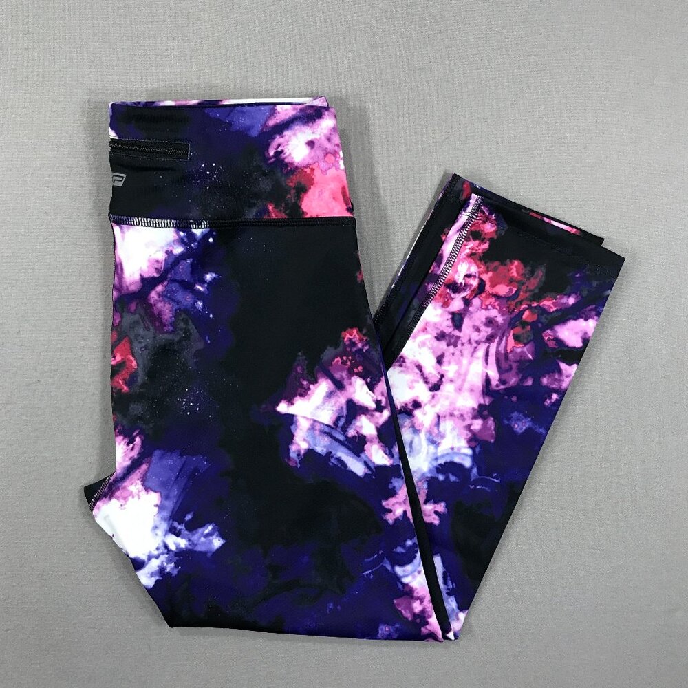 EXP CORE Leggings Women's Small Purple Pink Tie Dye Pants Capri Yoga Athleisure